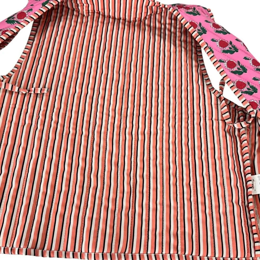 Womens Vest Size Medium Pink Floral Retro Quilt Look Unique Fun Flowers Casual - Picture 5 of 8